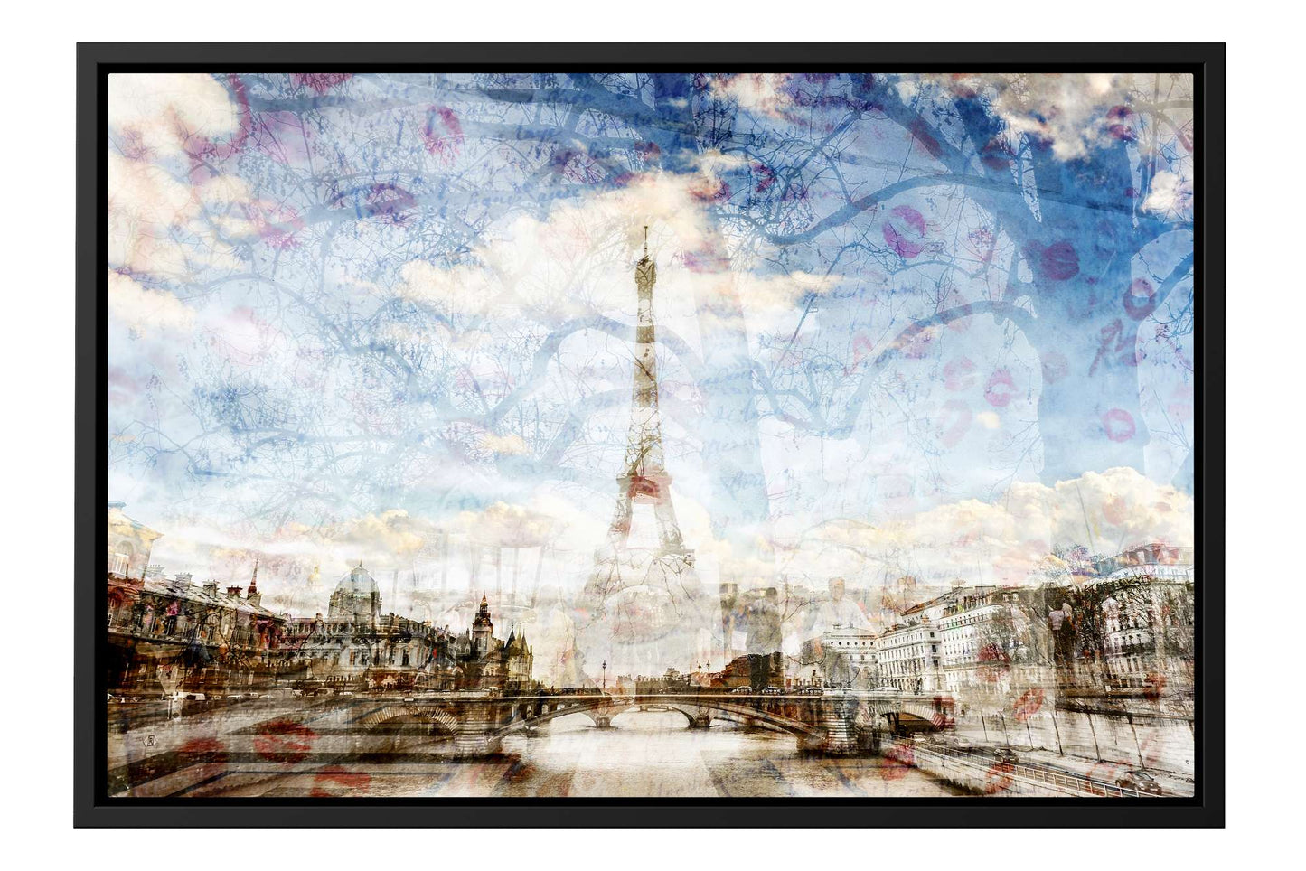 Paris Eiffel Tower photo print – fine art glossy photograph, acrylic glass, black frame, 16x24 by Charlotte Fonne