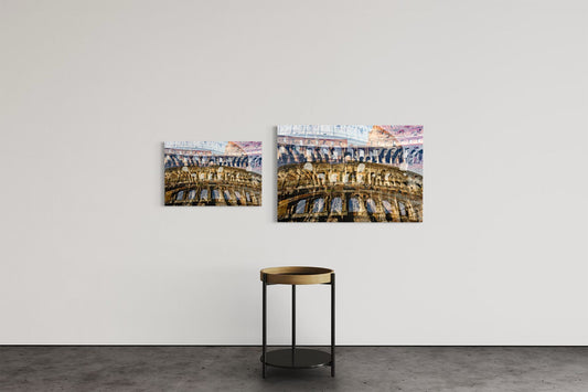 Colosseo limited edition photography print shown in two sizes, 16 by 24 and 24 by 36 inches