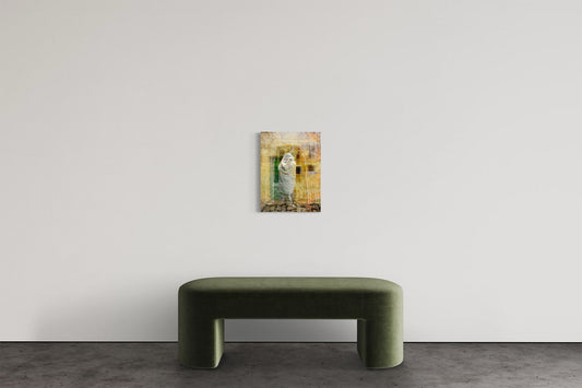 Woman in White Haik limited edition portrait photography print shown at 15 by 20 inches
