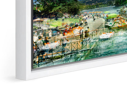 Afternoon Walk at Lake Annecy photograph under acrylic glass with white floater frame, close up detail