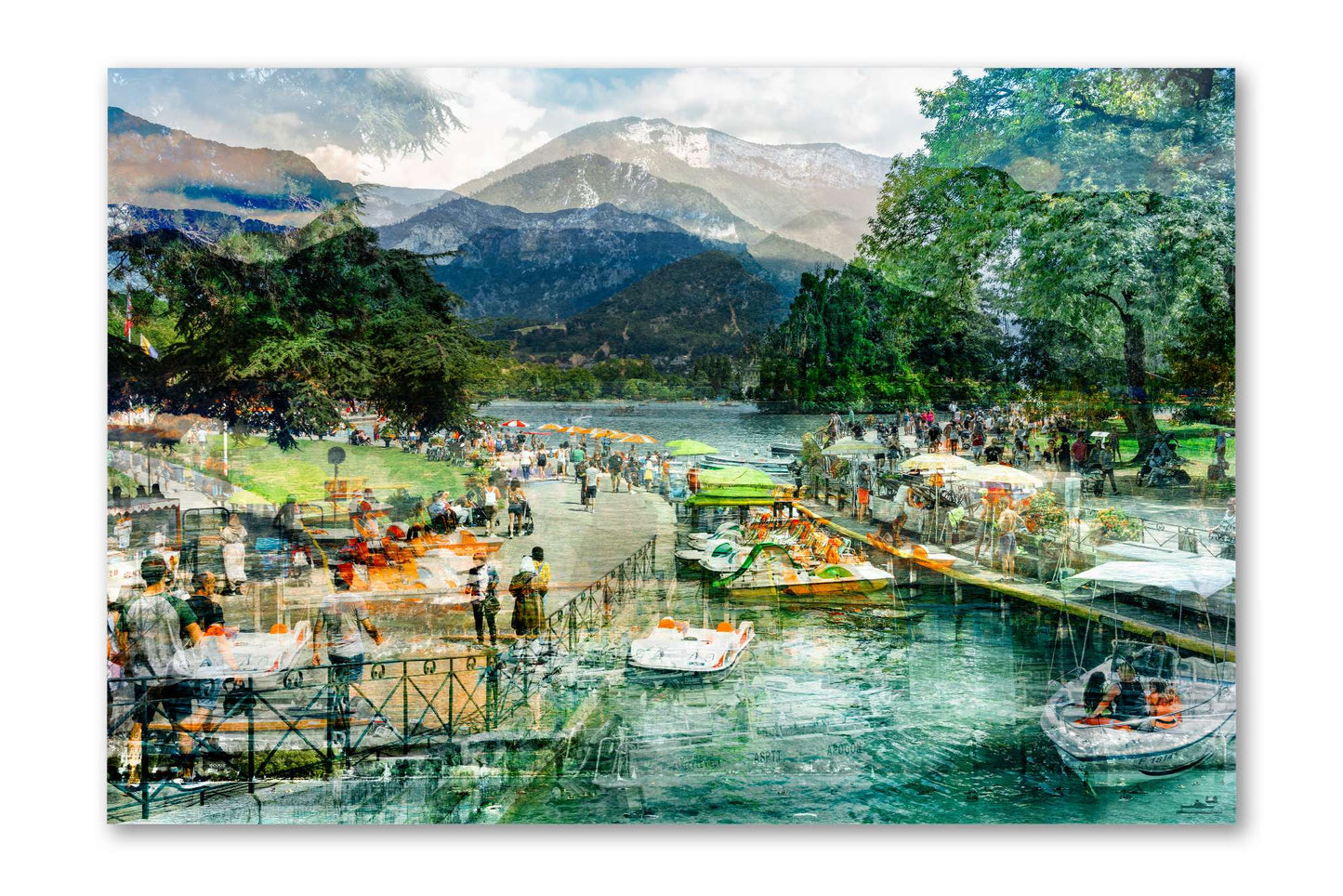 Afternoon Walk at Lake Annecy photograph mounted under acrylic glass, front view