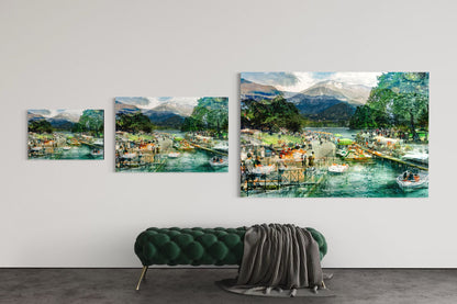Afternoon Walk at Lake Annecy limited edition photography print shown in three sizes, 16 by 24, 24 by 36 and 40 by 60 inches