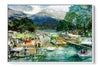 Afternoon Walk at Lake Annecy France photograph under acrylic glass with white floater frame, 24 by 36 inch artwork