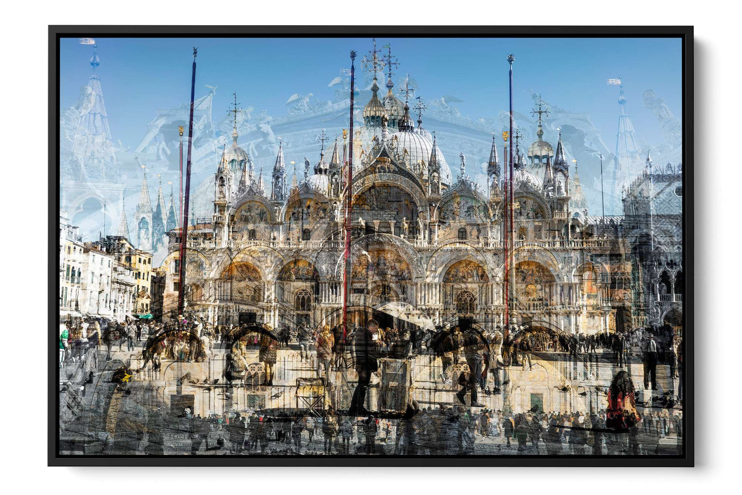 Basilica di San Marco Venice photograph under acrylic glass with black floater frame, 24 by 36 inch artwork