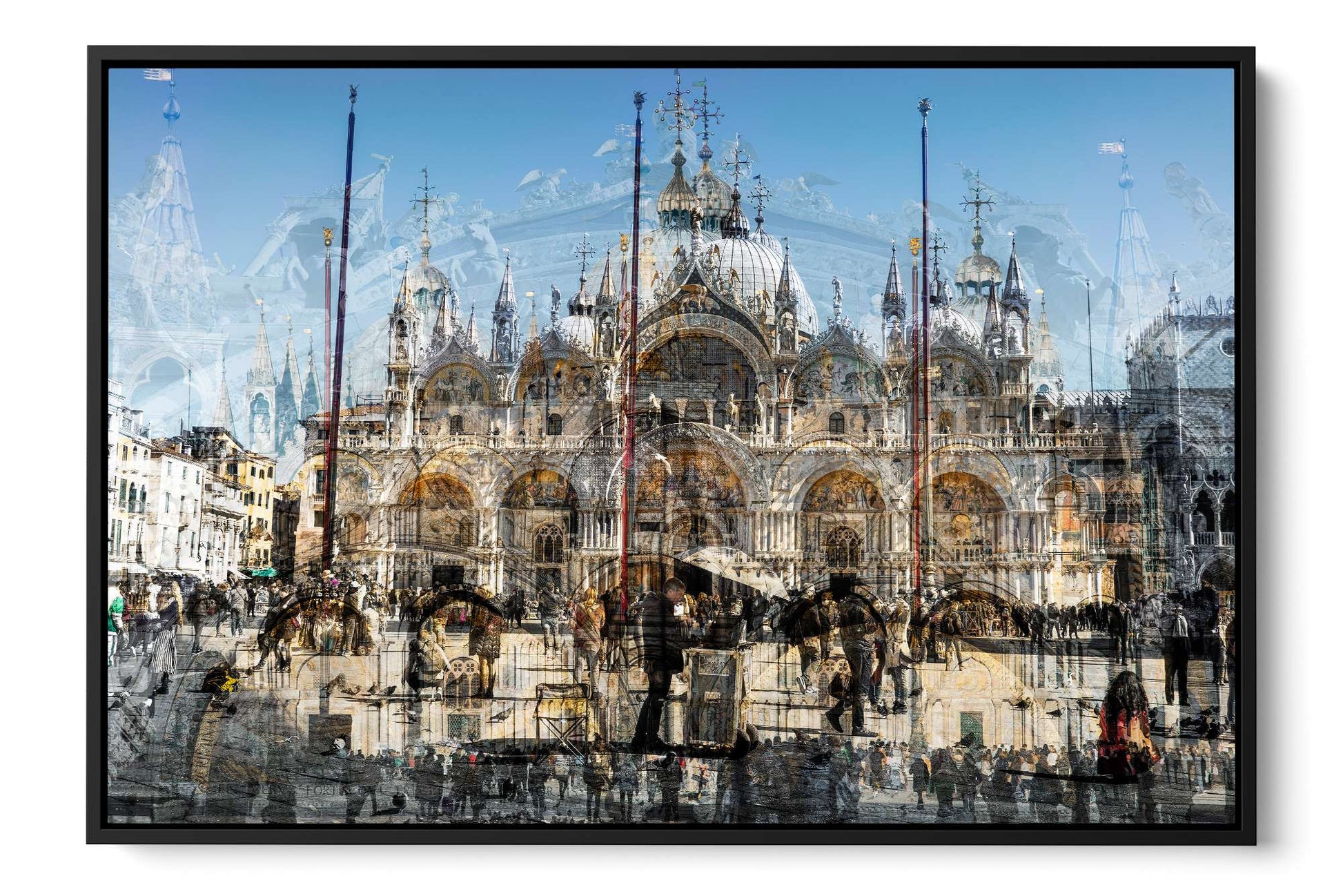 Basilica di San Marco Venice photograph under acrylic glass with black floater frame, 24 by 36 inch artwork