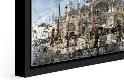 Basilica di San Marco photograph under acrylic glass with black floater frame, close up detail