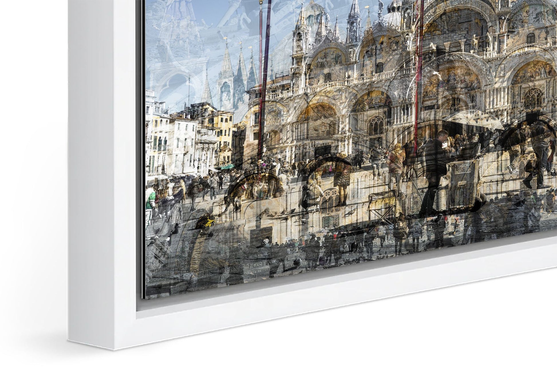 Basilica di San Marco photograph under acrylic glass with white floater frame, close up detail