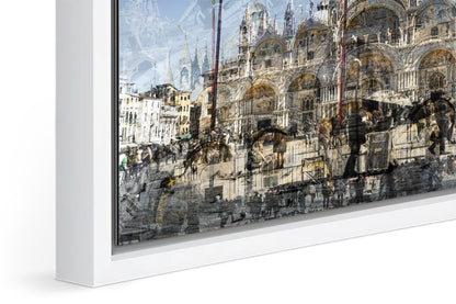 Basilica di San Marco photograph under acrylic glass with white floater frame, close up detail