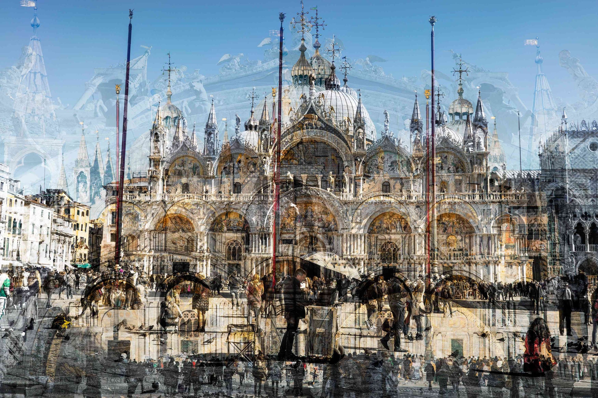 Basilica di San Marco photography print by Charlotte Fonne, Saint Mark's Basilica in Venice, layered fine art from the Broken Series