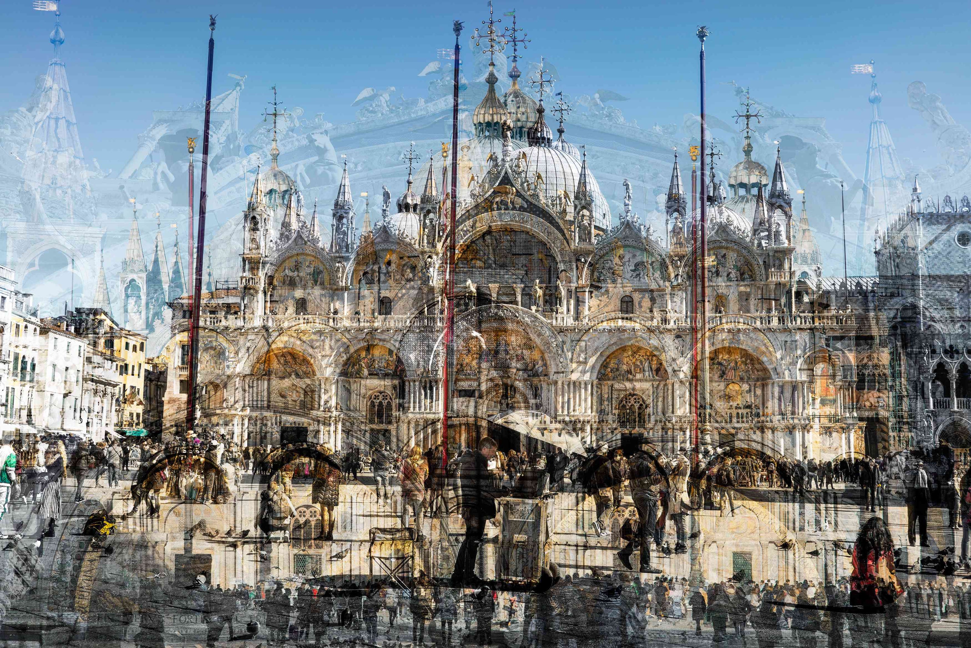 Basilica di San Marco photography print by Charlotte Fonne, Saint Mark's Basilica in Venice, layered fine art from the Broken Series