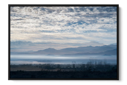 Blue Salton Sea California photograph under acrylic glass with black floater frame, 24 by 36 inch artwork