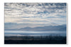 Blue Salton Sea layered photograph under acrylic glass with white floater frame, 40 by 60 inch artwork