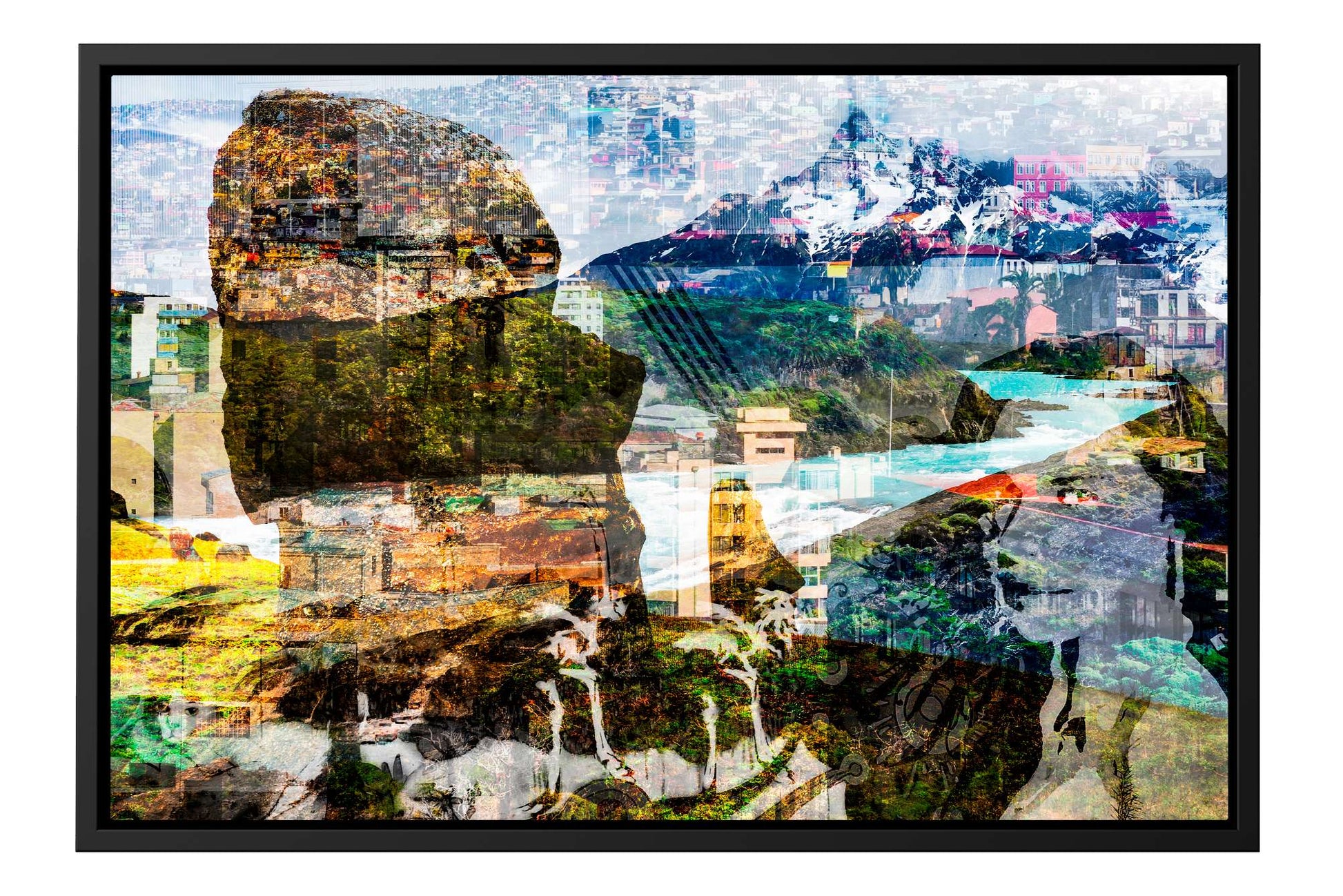 Chilean Poem Valparaíso photograph under acrylic glass with black floater frame, 16 by 24 inch artwork