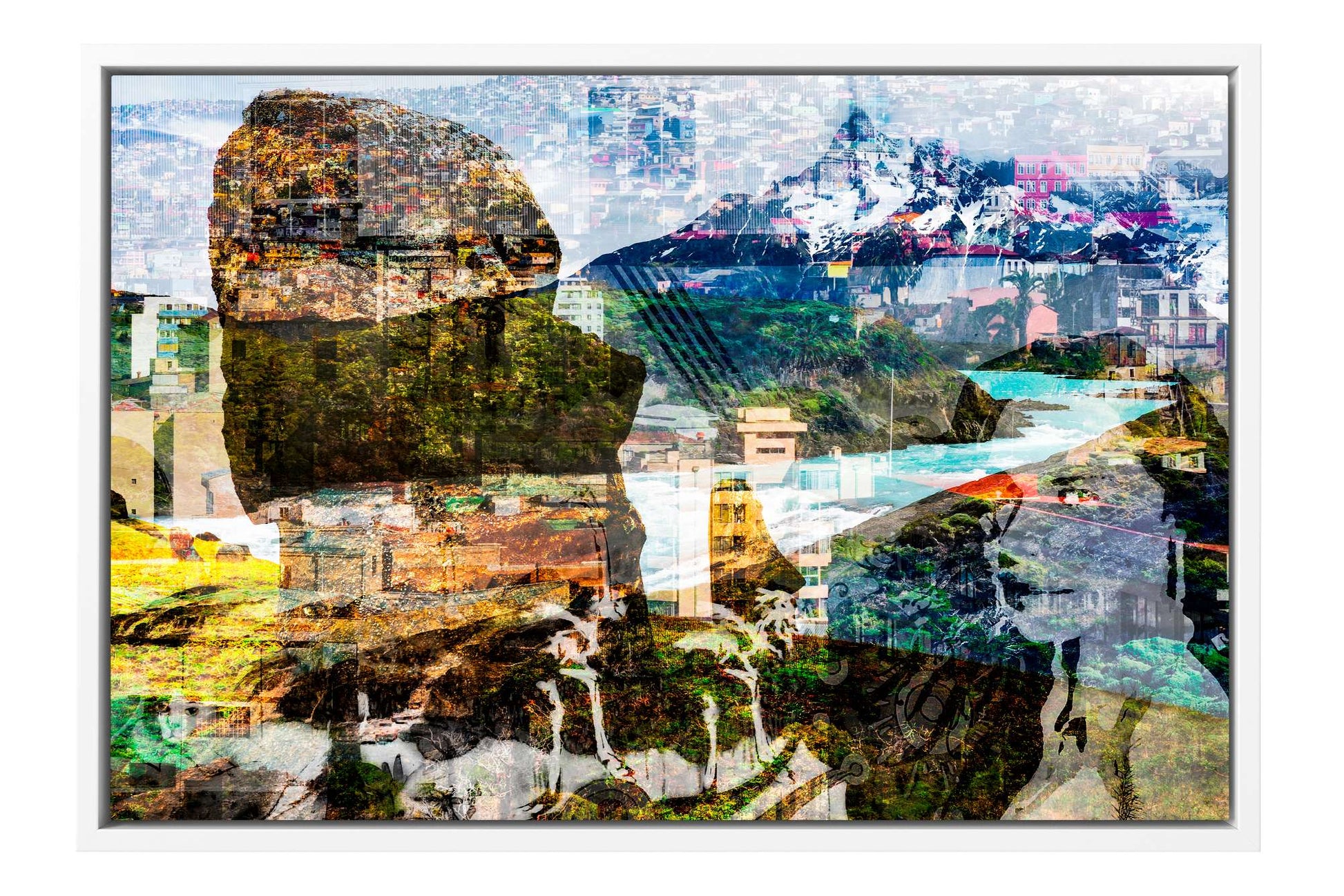 Chilean Poem Valparaíso photograph under acrylic glass with white floater frame, 16 by 24 inch artwork