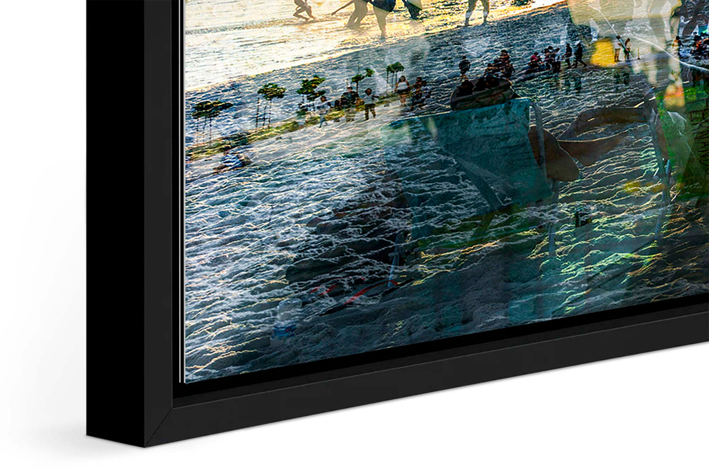 Cidade Maravilhosa photograph under acrylic glass with black floater frame, close up detail