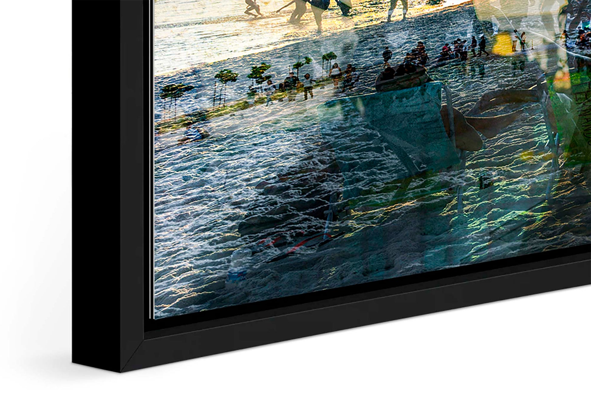 Cidade Maravilhosa photograph under acrylic glass with black floater frame, close up detail