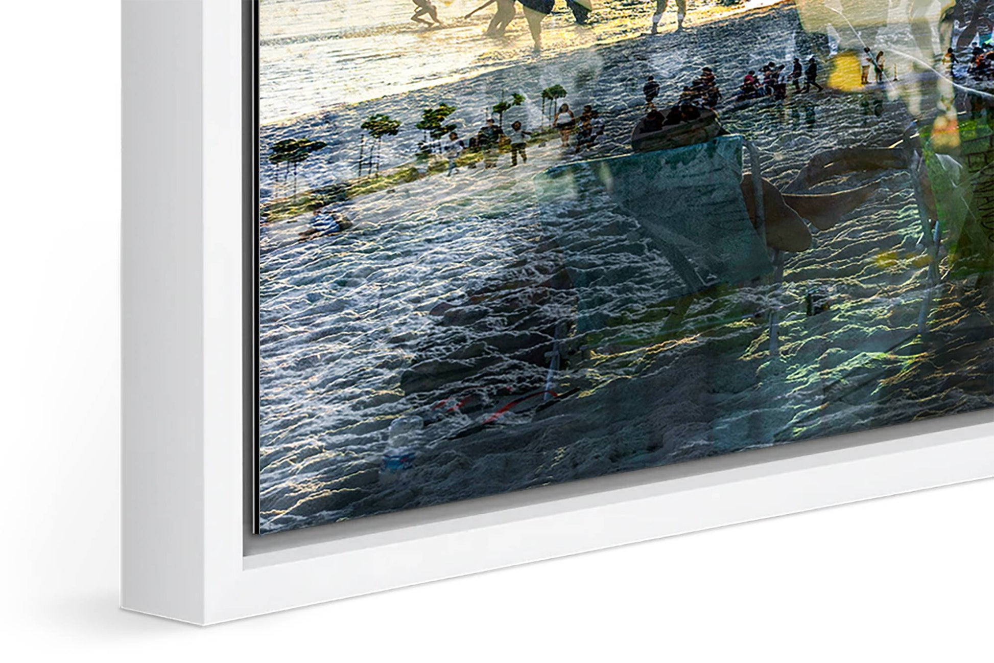 Cidade Maravilhosa photograph under acrylic glass with white floater frame, close up detail