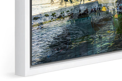 Cidade Maravilhosa photograph under acrylic glass with white floater frame, close up detail