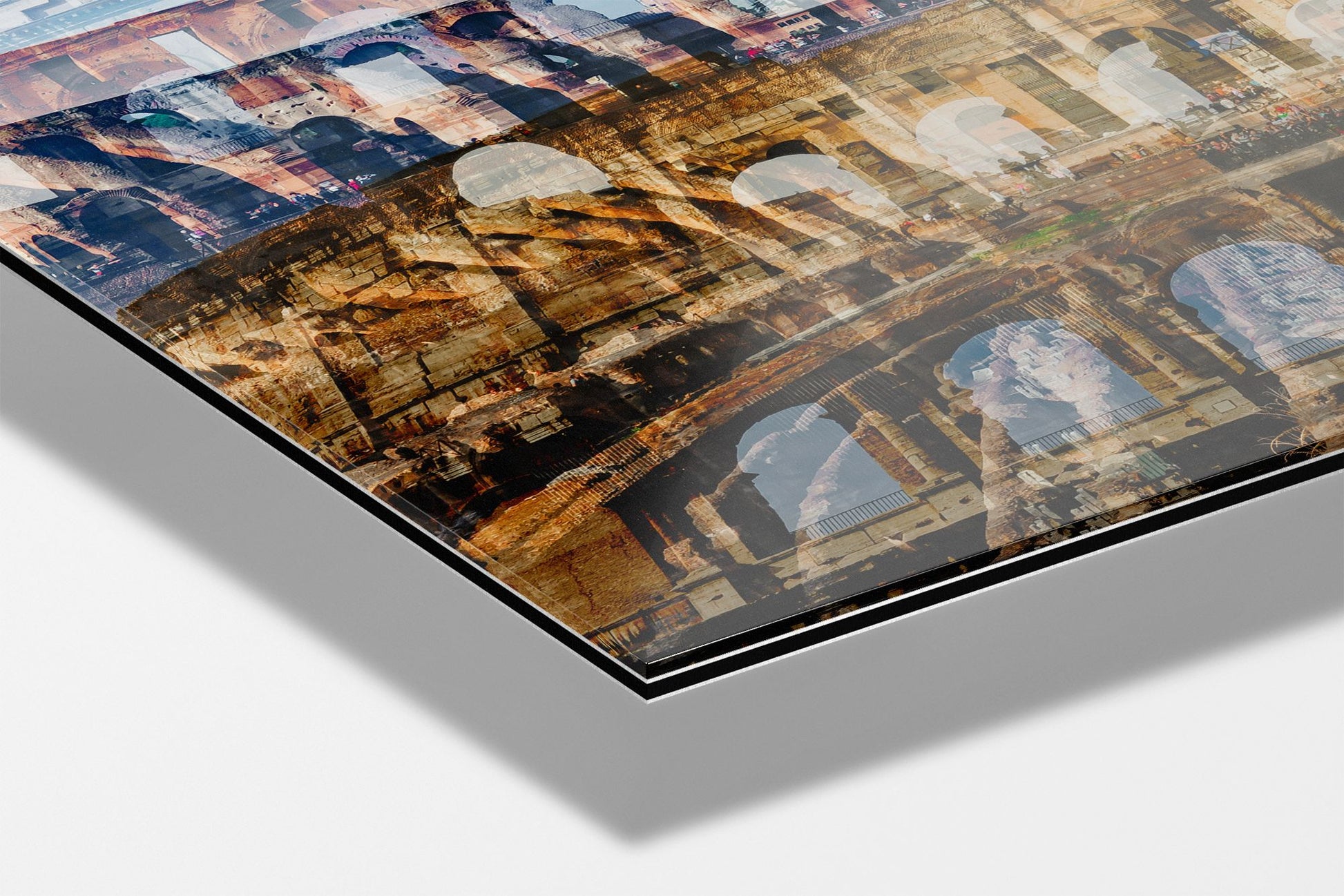 Colosseo photograph mounted on Aluminum Dibond under acrylic glass, close detail