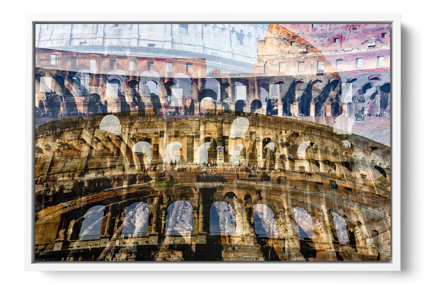 Colosseo Roman Colosseum photograph under acrylic glass with white floater frame, 16 by 24 inch artwork