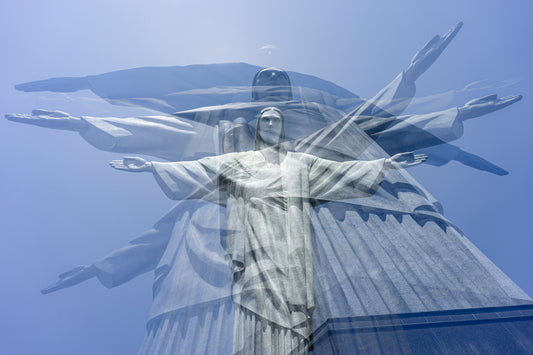 Cristo Redentor photography print by Charlotte Fonne, Christ the Redeemer in Rio de Janeiro, layered fine art from the Broken Series