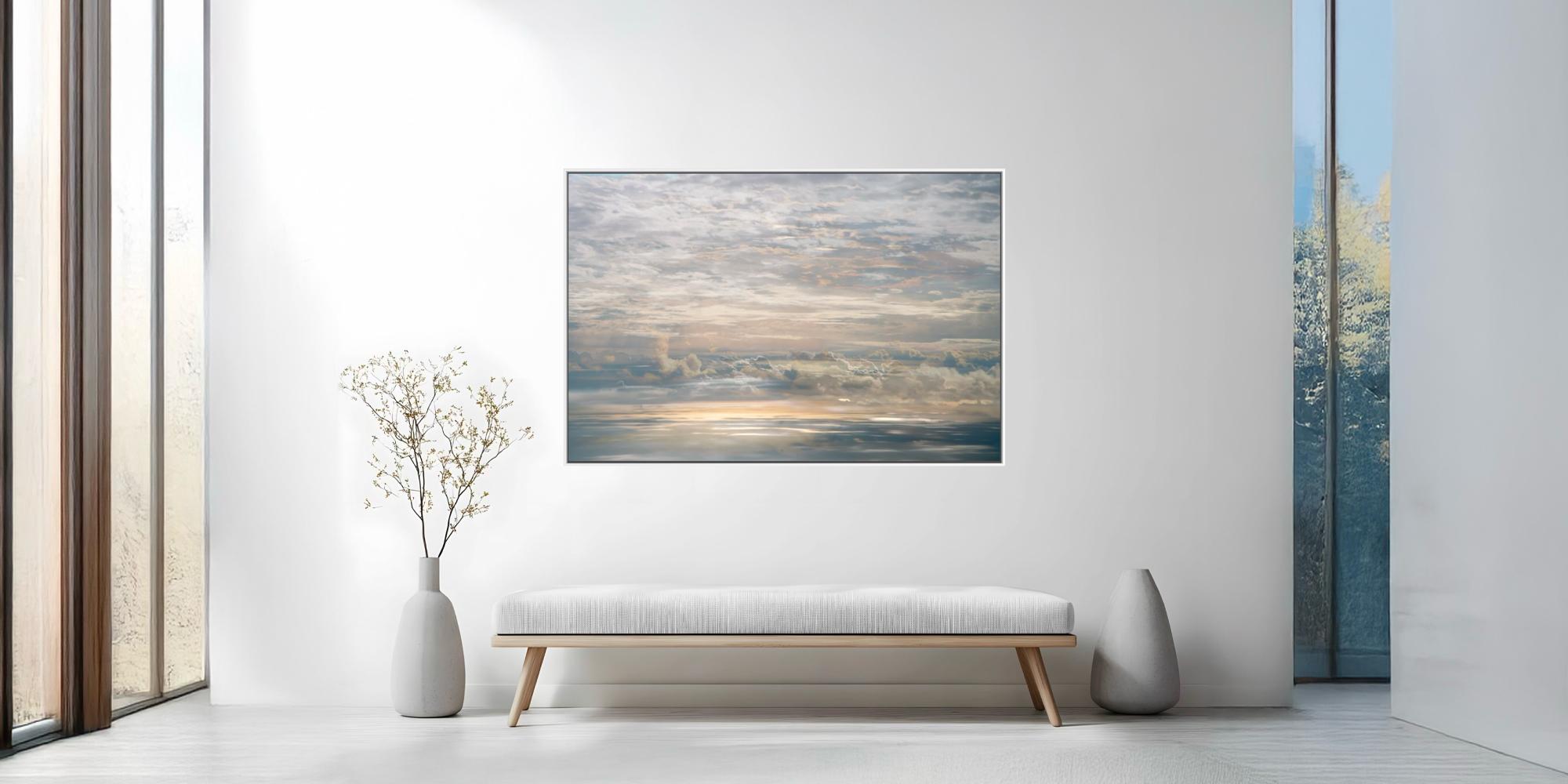 On High from Charlotte Fonne's Dream Series, an abstract landscape photography print in a white floater frame