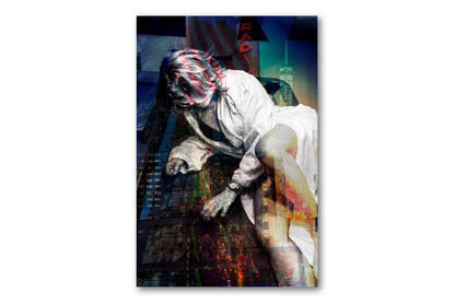 Girl in Manhattan New York portrait photograph mounted under acrylic glass, front view
