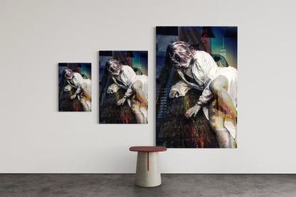 Girl in Manhattan limited edition portrait photography print shown in three sizes, 16 by 24, 24 by 36 and 40 by 60 inches