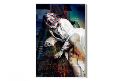 Girl in Manhattan New York portrait photograph under acrylic glass with white floater frame, 40 by 60 inch artwork