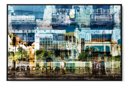 Hermosa Cuba layered photograph under acrylic glass with black floater frame, 40 by 60 inch artwork