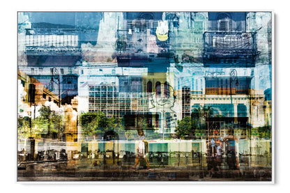 Hermosa Cuba layered photograph under acrylic glass with white floater frame, 40 by 60 inch artwork