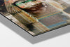 Ladakhi Girl Lost in Kalpa photograph mounted on Aluminum Dibond under acrylic glass, close detail of the child's face with the temple doorway and prayer script across it