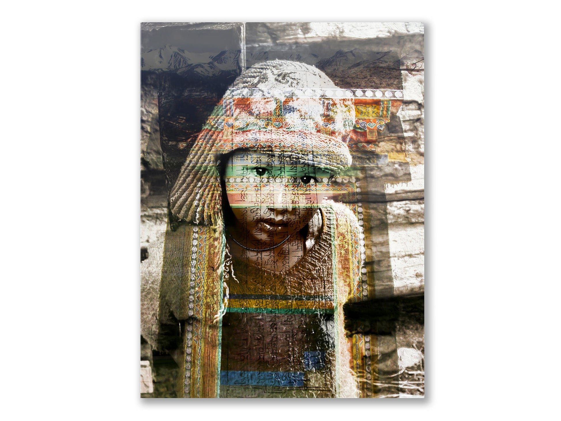 Ladakhi Girl Lost in Kalpa portrait photograph mounted under acrylic glass, front view