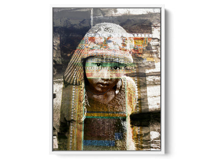 Ladakhi Girl Lost in Kalpa Himalayan portrait photograph under acrylic glass with white floater frame, 15 by 20 inch artwork