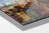 Manhattan View photograph mounted on Aluminum Dibond under acrylic glass, close detail of the layered towers and lit windows