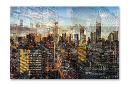 Manhattan View New York skyline photograph mounted under acrylic glass, front view