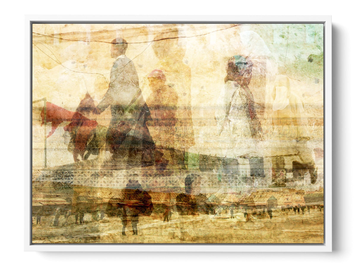 Meknes Medina Moroccan medina photograph under acrylic glass with white floater frame, 15 by 20 inch artwork
