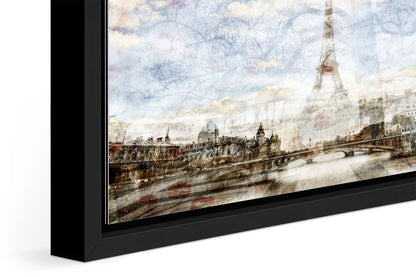 My Paris photograph under acrylic glass with black floater frame, close up detail