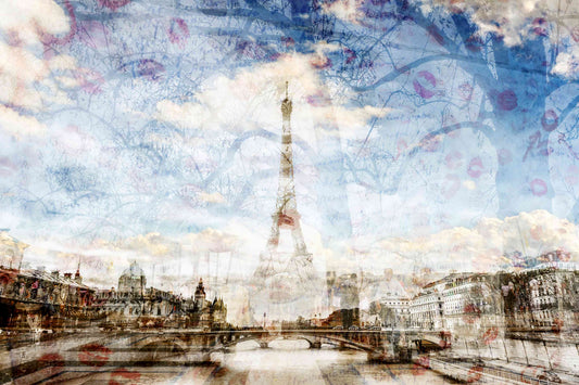 My Paris photography print by Charlotte Fonne, the Eiffel Tower and the Seine layered into one image, from the Breathe Series