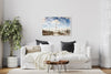 My Paris layered photography print in a white floater frame, displayed above a white sofa in a classic Parisian style living room