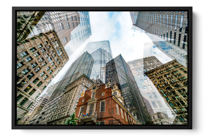 Old State House Boston Massachusetts photograph under acrylic glass with black floater frame, 16 by 24 inch artwork