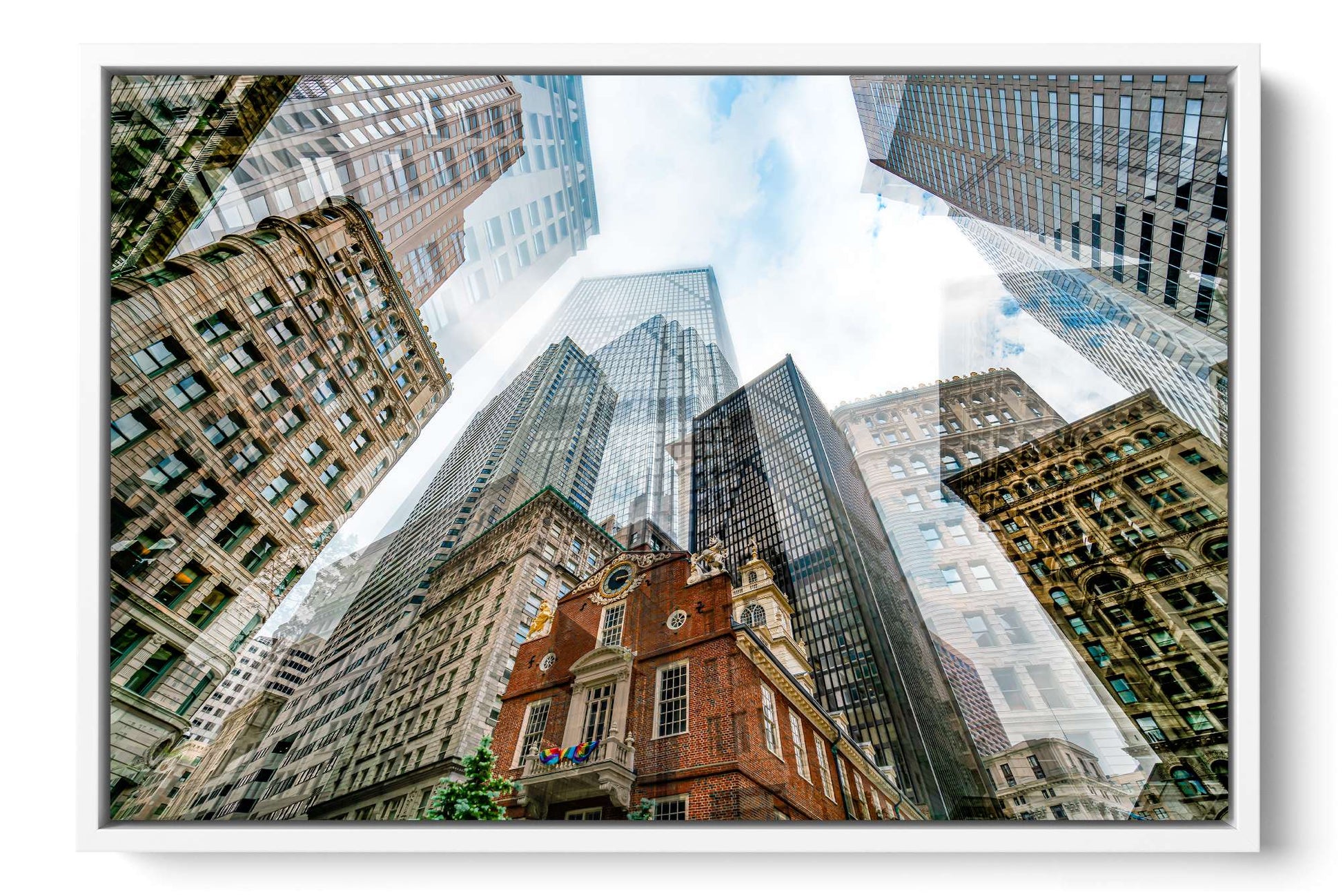Old State House Boston Massachusetts photograph under acrylic glass with white floater frame, 16 by 24 inch artwork