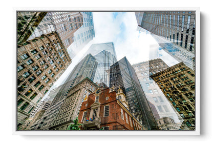 Old State House Boston Massachusetts photograph under acrylic glass with white floater frame, 16 by 24 inch artwork