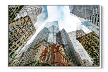Old State House Boston photograph under acrylic glass with white floater frame, 24 by 36 inch artwork