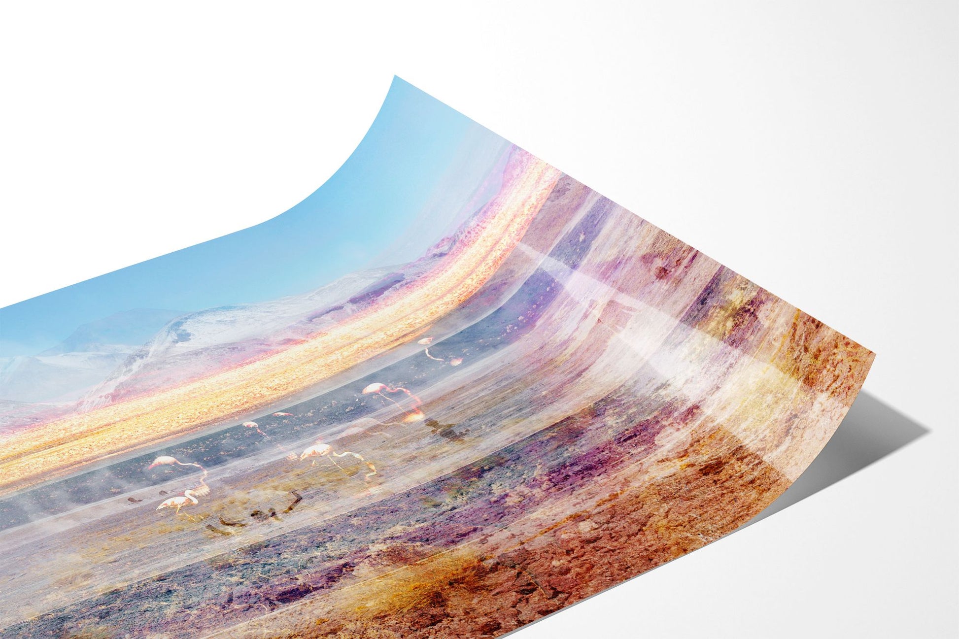 Close up of the Pink Atacama fine art photograph printed on Fuji Crystal DP II paper, showing layered desert detail