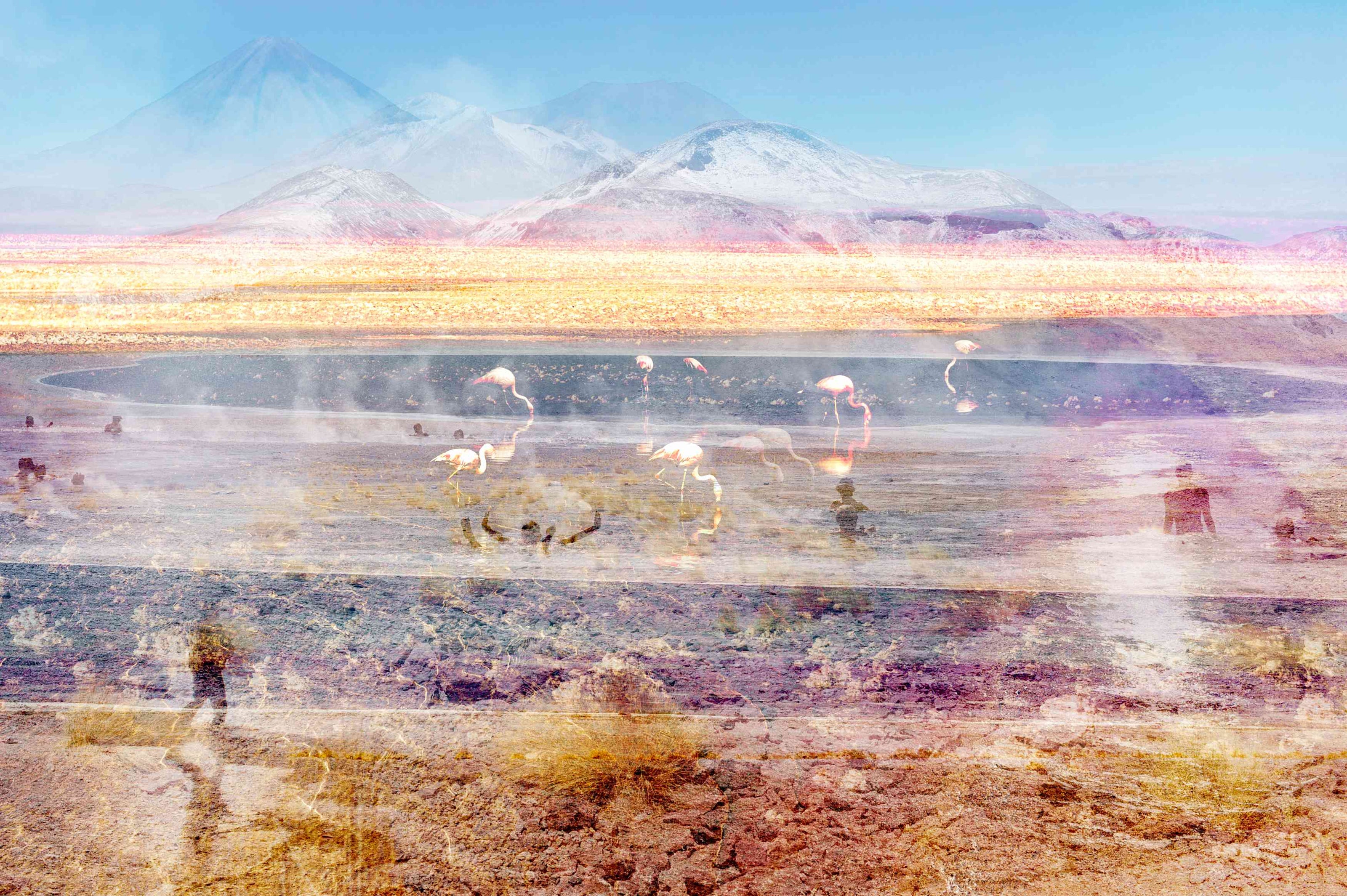 Pink Atacama Desert photography print by Charlotte Fonne, layered fine art from the Breathe Series