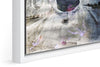 Policeman in Nassau photograph under acrylic glass with white floater frame, close up detail