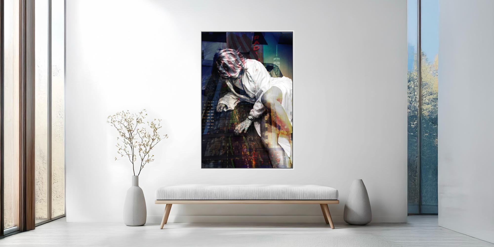 Girl in Manhattan from Charlotte Fonne's Reflection Series, a New York portrait photography print in a white floater frame