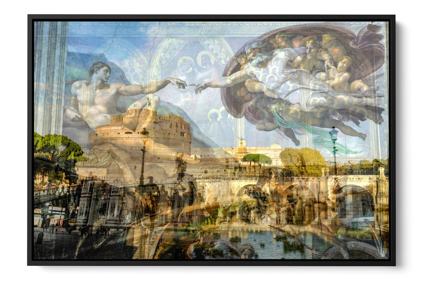 Renaissance Rome photograph under acrylic glass with black floater frame, 24 by 36 inch artwork