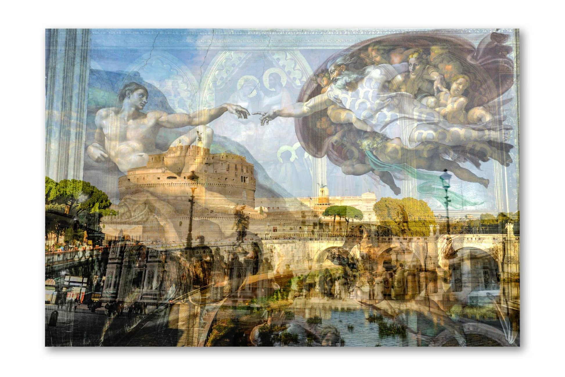 Renaissance Sistine Chapel and Rome photograph mounted under acrylic glass, front view